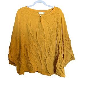Westbound Womens Plus Size 2X Yellow Rayon Blouse Ladies Top